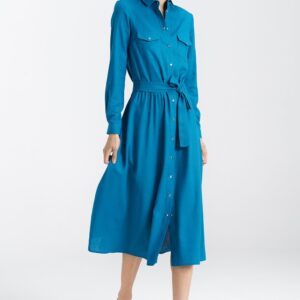 Sukienka lniana zapinana na napy S241 Blue - Nife