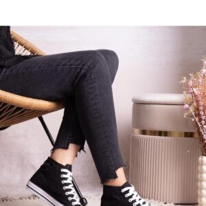 Czarne wysokie trampki z koronką Bonifakima - Solea