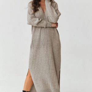 Sukienka Model S161 Beige Melange - Makadamia