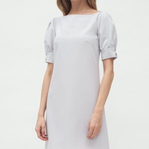 Sukienka Szara sukienka z bufiastymi rękawami S166 Grey - Nife