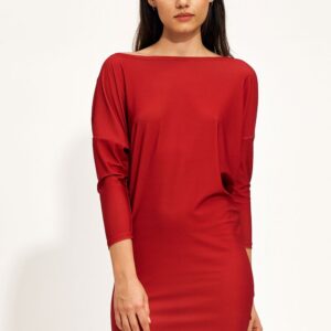 Sukienka Czerwona mini sukienka typu nietoperz S215 Red - Nife