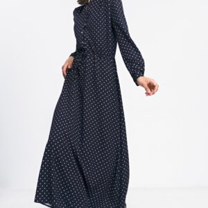 Sukienka Długa czarna sukienka w grochy S230 Black - Nife