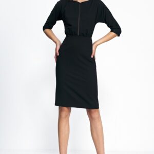 Sukienka Czarna sukienka z wstawką z tiulu S228 Black - Nife